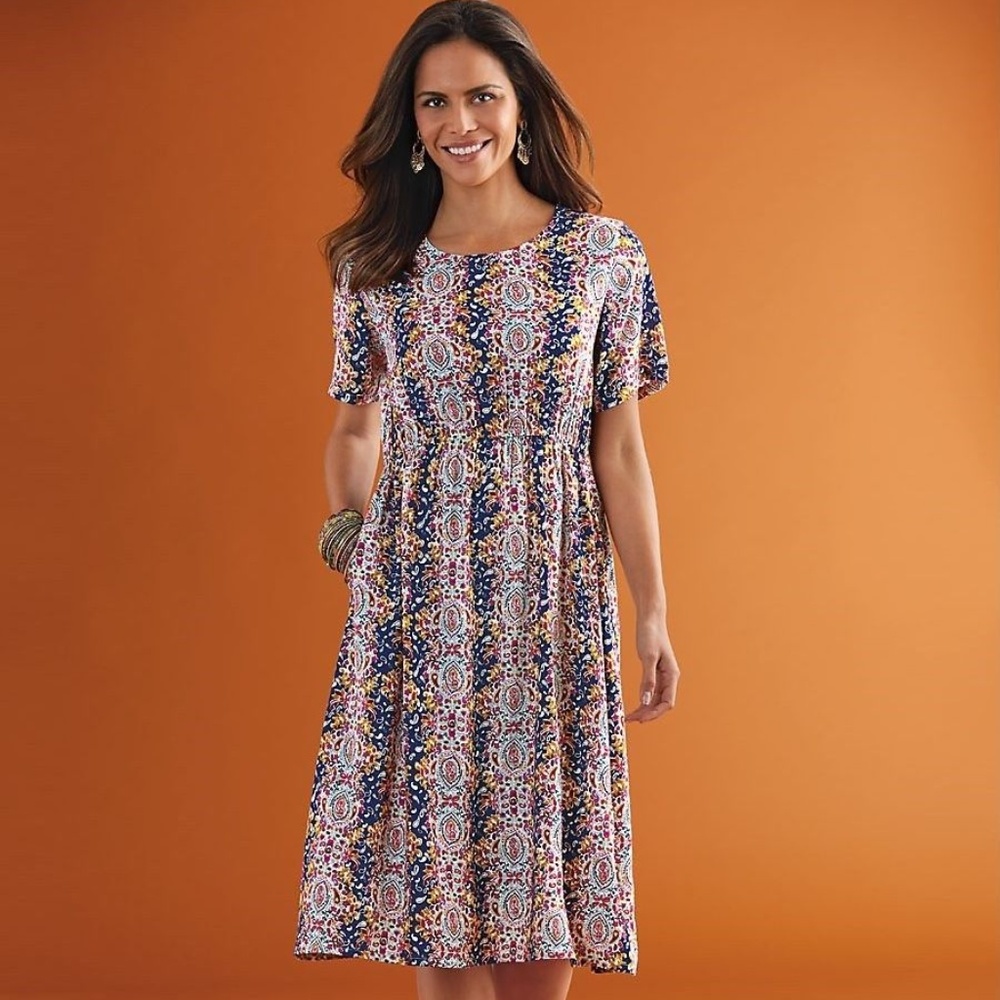 NWT Womens Size Petite Small PS Sara Morgan Paisley Print Knee Length Dress NEW